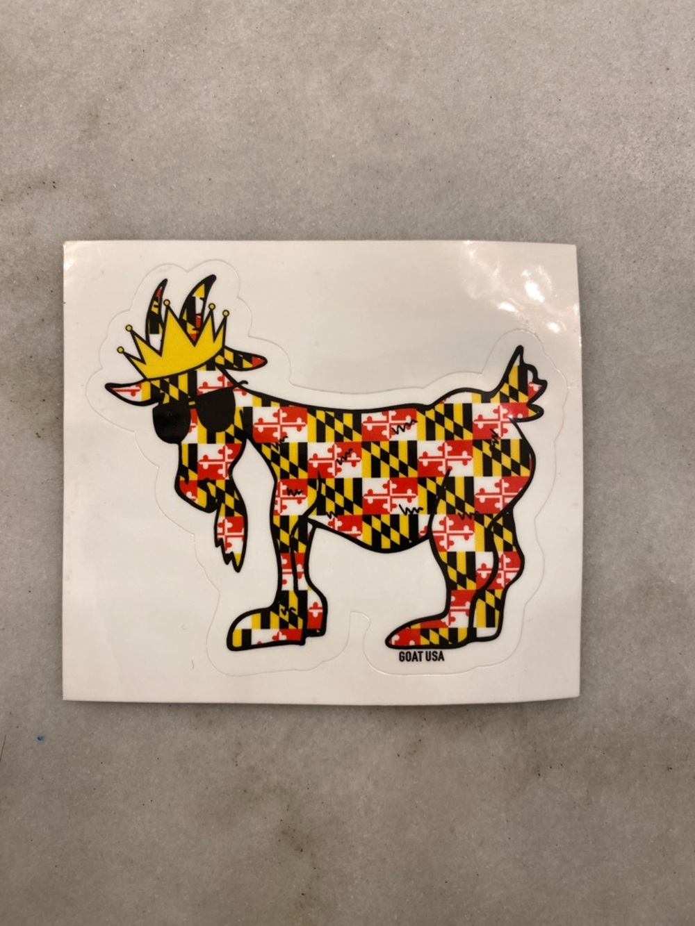 Maryland Flag Pattern Goat USA Sticker - Yellow, Red, Black